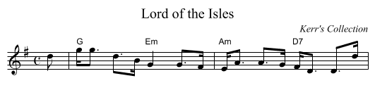 Lord of the Isles - staff notation