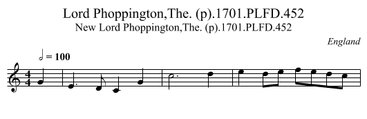 Lord Phoppington,The. (p).1701.PLFD.452 - staff notation