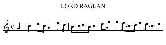 LORD RAGLAN - staff notation