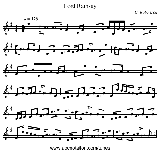 Lord Ramsay - staff notation