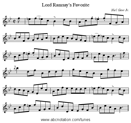 Lord Ramsay's Favorite - staff notation