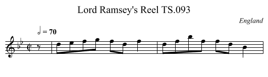 Lord Ramsey's Reel TS.093 - staff notation