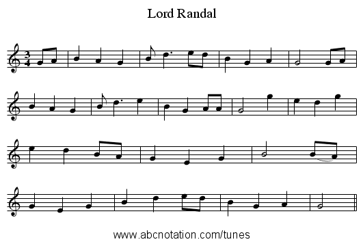Lord Randal - staff notation
