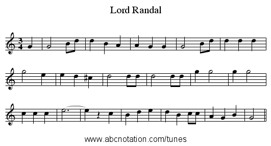 Lord Randal - staff notation