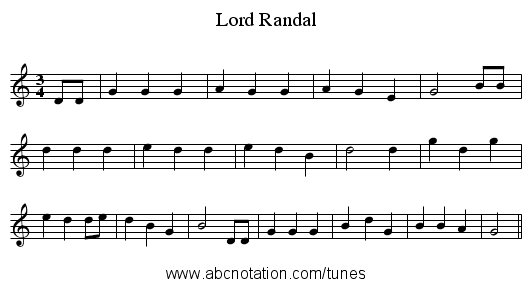Lord Randal - staff notation