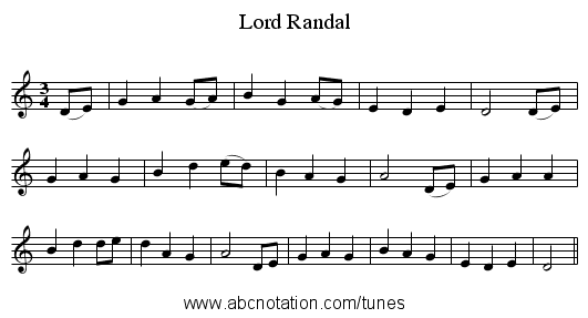 Lord Randal - staff notation