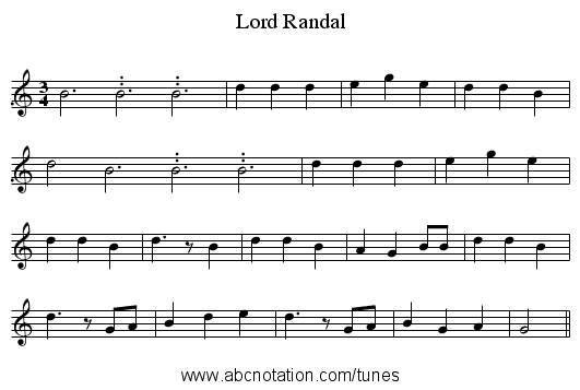 Lord Randal - staff notation