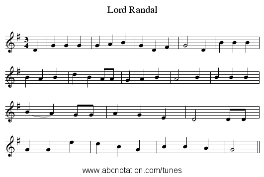 Lord Randal - staff notation