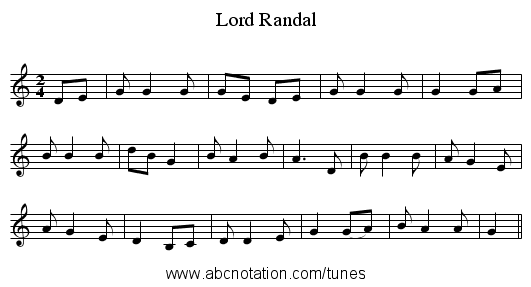 Lord Randal - staff notation