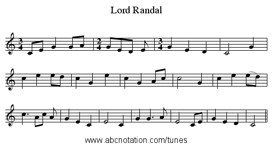 Lord Randal - staff notation