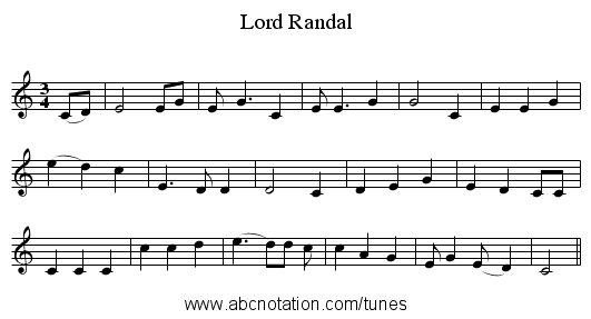 Lord Randal - staff notation