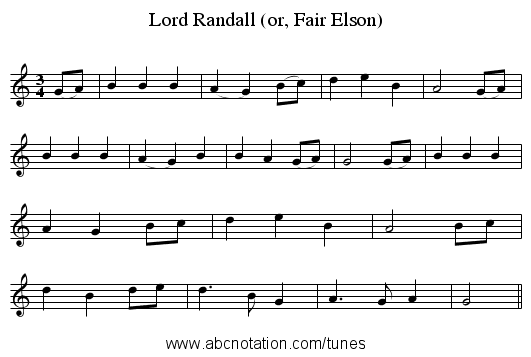 Lord Randall (or, Fair Elson) - staff notation