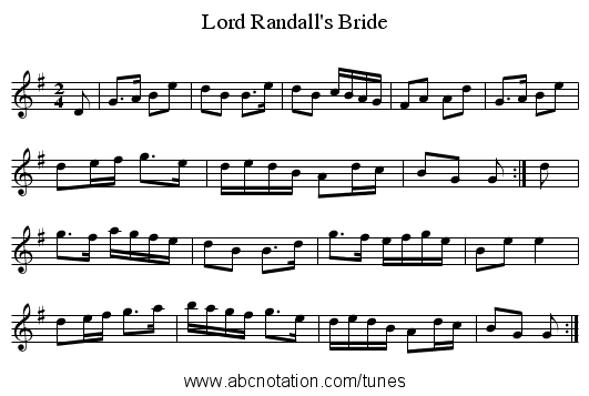 Lord Randall's Bride - staff notation