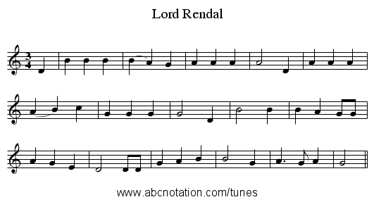 Lord Rendal - staff notation