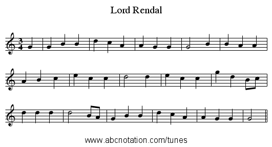 Lord Rendal - staff notation