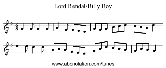Lord Rendal/Billy Boy - staff notation