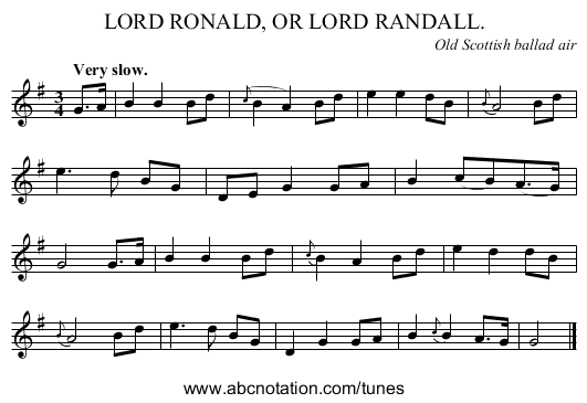 LORD RONALD, OR LORD RANDALL. - staff notation