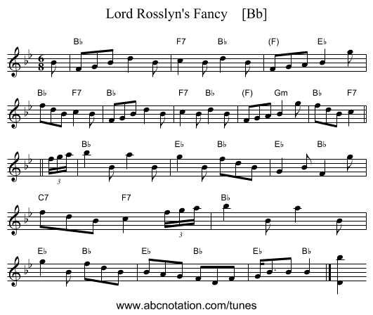 Lord Rosslyn's Fancy    [Bb] - staff notation