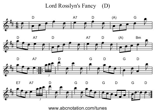 Lord Rosslyn's Fancy    (D) - staff notation
