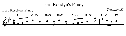 Lord Rosslyn's Fancy - staff notation