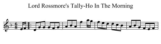Lord Rossmore's Tally-Ho In The Morning - staff notation