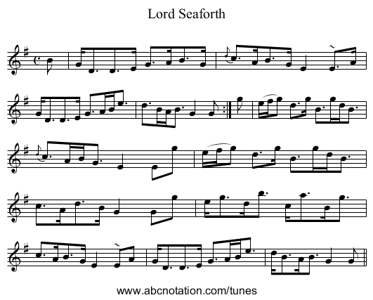 Lord Seaforth - staff notation