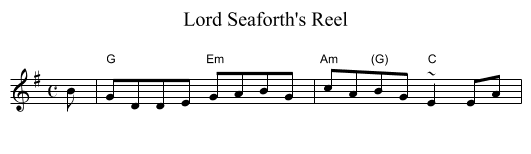 Lord Seaforth's Reel - staff notation
