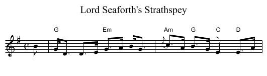 Lord Seaforth's Strathspey - staff notation