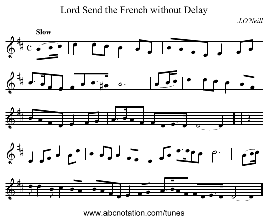 Lord Send the French without Delay - staff notation