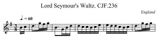 Lord Seymour's Waltz. CJF.236 - staff notation