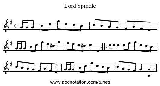 Lord Spindle - staff notation
