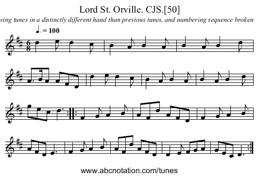 Lord St. Orville. CJS.[50] - staff notation