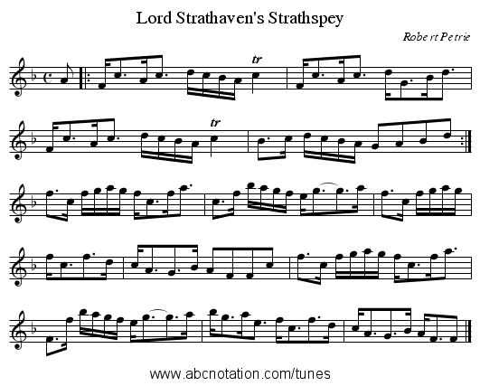 Lord Strathaven's Strathspey - staff notation