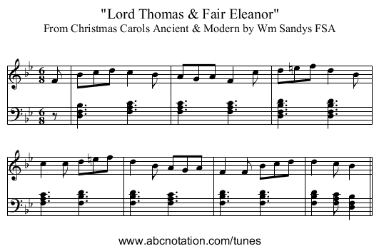 Lord Thomas & Fair Eleanor - staff notation