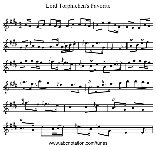 Lord Torphichen's Favorite - staff notation