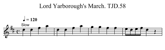 Lord Yarborough's March. TJD.58 - staff notation