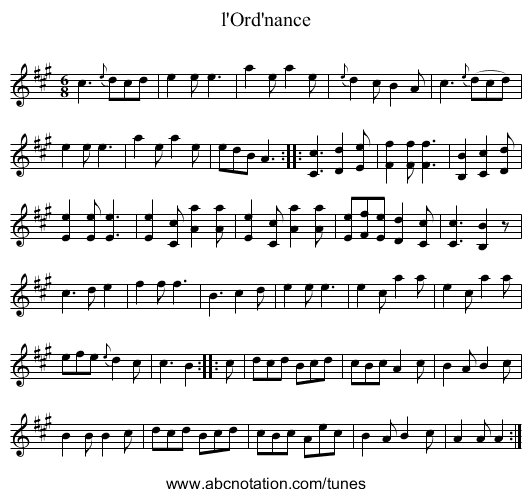 l'Ord'nance - staff notation