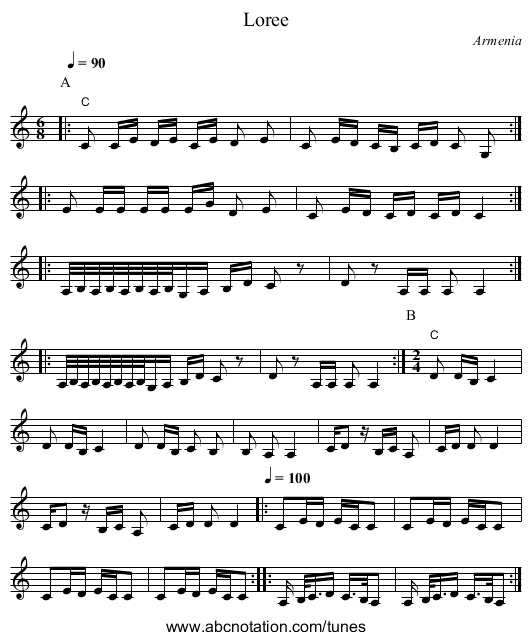 Loree - staff notation