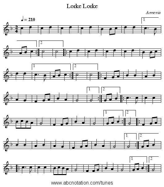 Lorke Lorke - staff notation