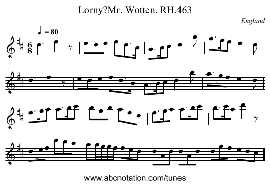 Lorny?Mr. Wotten. RH.463 - staff notation