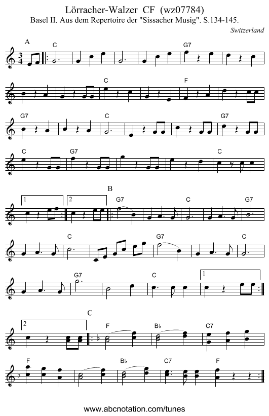 Lörracher-Walzer  CF  (wz07784) - staff notation
