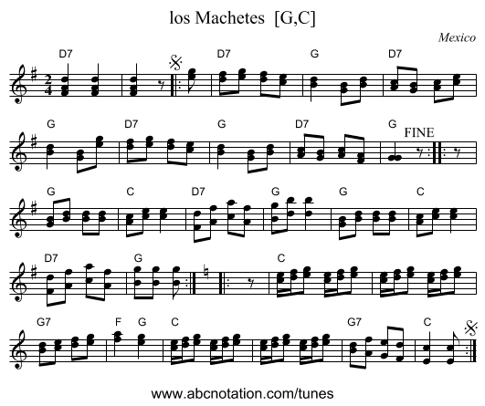 los Machetes  [G,C] - staff notation