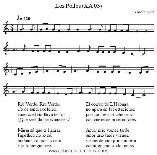 Los Pollos (XA 03) - staff notation