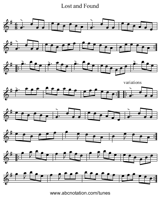 Lost and Found - staff notation