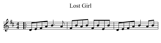 Lost Girl - staff notation