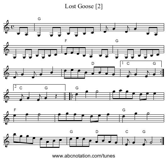 Lost Goose [2] - staff notation