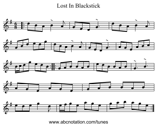 Lost In Blackstick - staff notation
