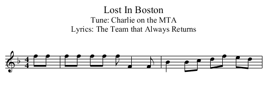Lost In Boston - staff notation