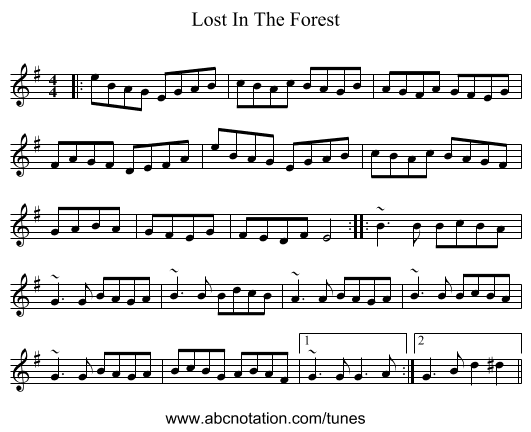 Lost In The Forest - staff notation