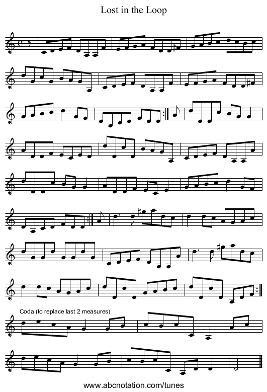 Lost in the Loop - staff notation